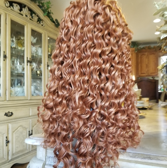 Copper Red Curly Lace Front Wig main image 12